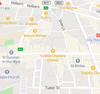 map for Ye Olde Cheshire Cheese