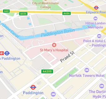 map for Hospital Home and Education Units co St Mary's Hospitial Tuition Unit