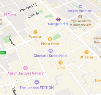 map for Charlotte Street Hotel