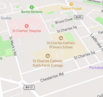 map for St Charles 6th Form College