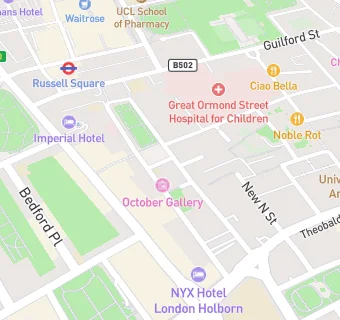 map for Great Ormond Street Hospital Staff Nursery