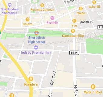 map for hub by Premier Inn London Shoreditch