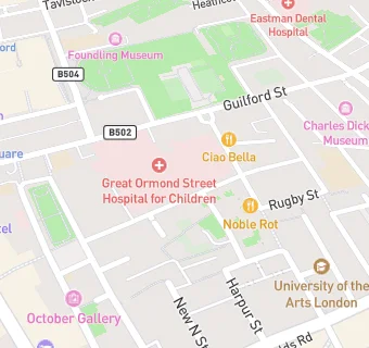 map for Children's Hospital School at Gt Ormond Street and UCH
