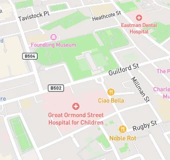 map for UCL Great Ormand Street Institute of Child Health