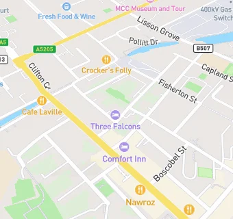 map for Three Falcons Hotel and Bar