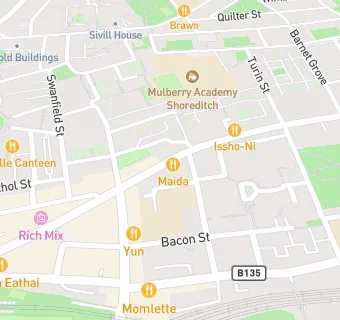 map for YouVegan, Shoreditch Eatery, Yao, Salad Saint, Mac Junkies, Dope Dogs