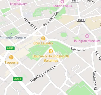 map for Bourne & Hollingsworth Buildings