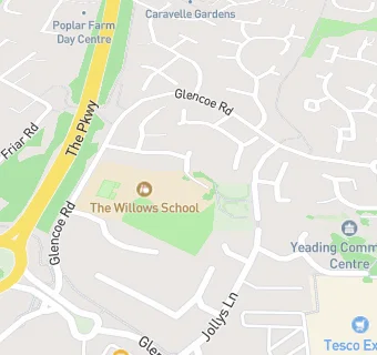 map for Willows Primary PRU