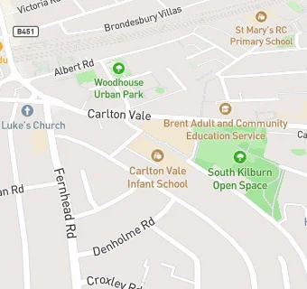 map for Carlton Vale Infant School