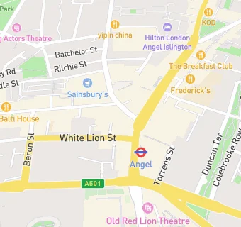 map for DUNKIN' Islington