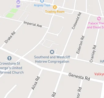 map for Southend Hebrew Congregation Hall