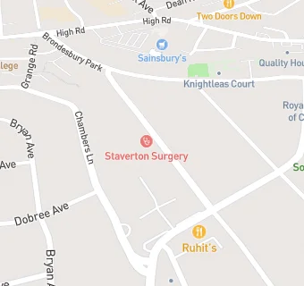 map for Staverton Surgery