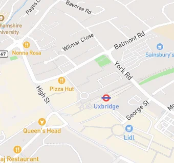 map for Premier Inn London Uxbridge Town Centre