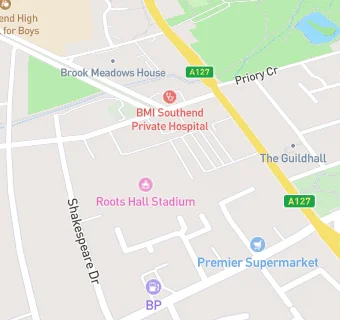 map for Southend United Football Club Catering Units