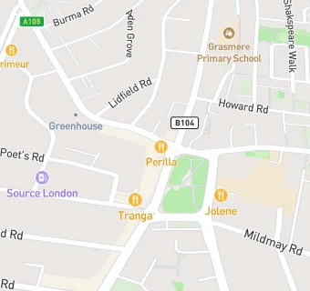 map for On the Green  N16