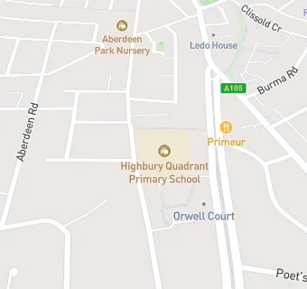 map for Highbury Quadrant Primary School