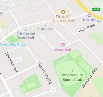 map for Brondesbury Cricket Tennis Bowls & Squash Club