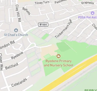 map for Ryedene Primary and Nursery School