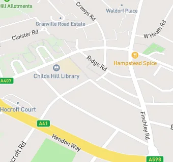 map for Child's Hill Food Bank