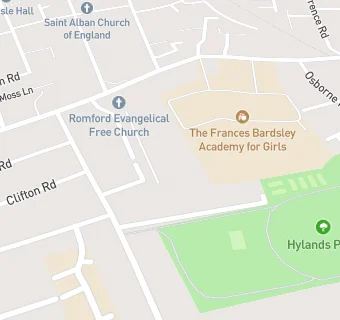 map for Hylands Primary School