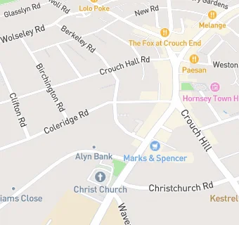 map for Christchurch Hall Surgery