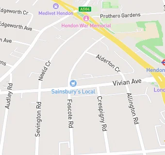 map for Hendon Central Post Office