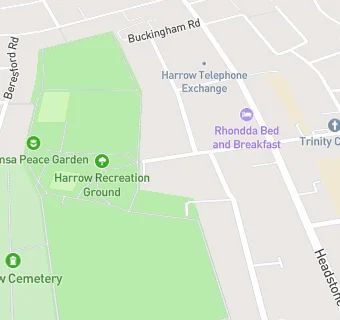 map for Harrow Bowls Club