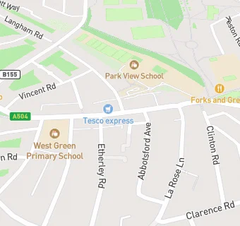 map for West Green Dental Practice