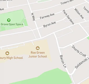 map for Roe Green Infant & Nursery Sch. Breakfast & Afternoon Club