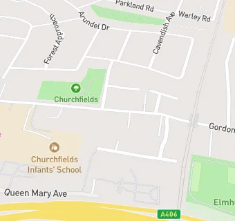 map for Churchfields Junior School