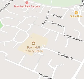 map for Down Hall Primary School