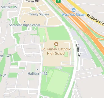 map for St James' Catholic High School