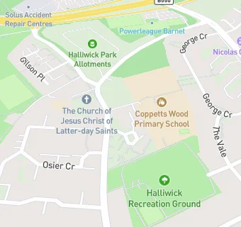 map for Coppetts Wood Primary School