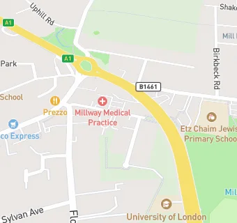 map for Mill Hill Services Club