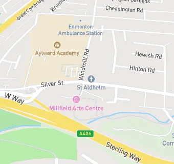 map for Millfield Arts Centre and Theatre