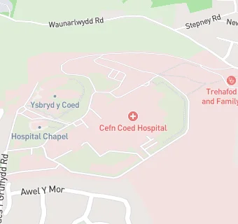 map for Cefn Coed Hospital