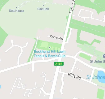 map for Buckhurst Hill Bowling & Lawn Tennis