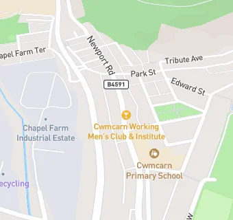 map for Cwmcarn Workingmen's club