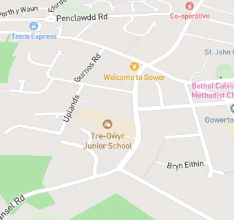 map for Tregwyr Junior School