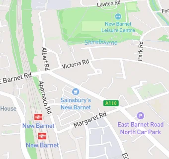 map for East Barnet Valley United Services Club