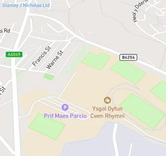 map for Chartwells @ Ysgol Gyfyn Cwm Rhymney Canteen