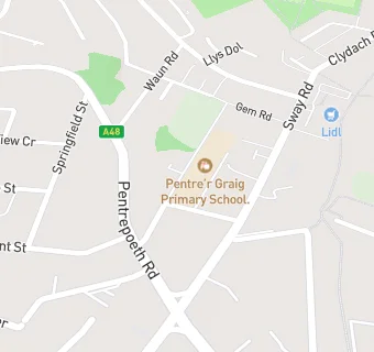 map for Pentre'r Graig Primary School