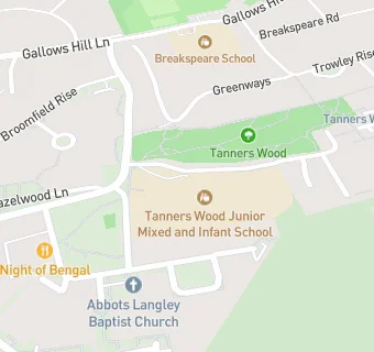 map for Tanners Wood Junior Mixed and Infant School