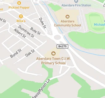 map for Aberdare Town C.I.W. Primary School