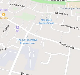 map for BP Baddow Road Service Station