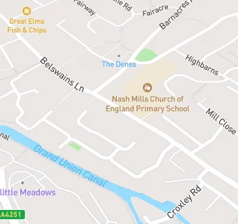 map for Nash Mills Primary School