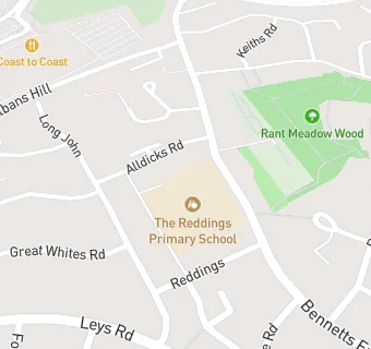 map for The Reddings Primary School