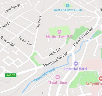 map for Merthyr Town Football Club