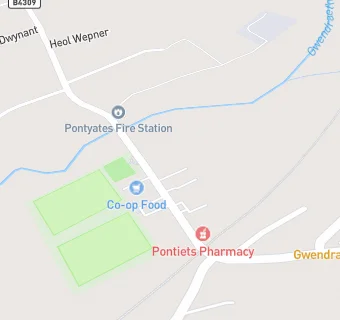 map for Catering at Pontyates Rugby Club