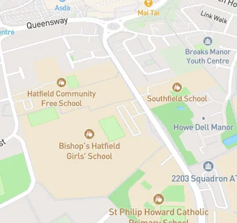 map for Bishop's Hatfield Girls' School